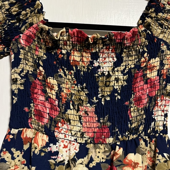 Colorful blue flowered dress. Small - Picture 2 of 7